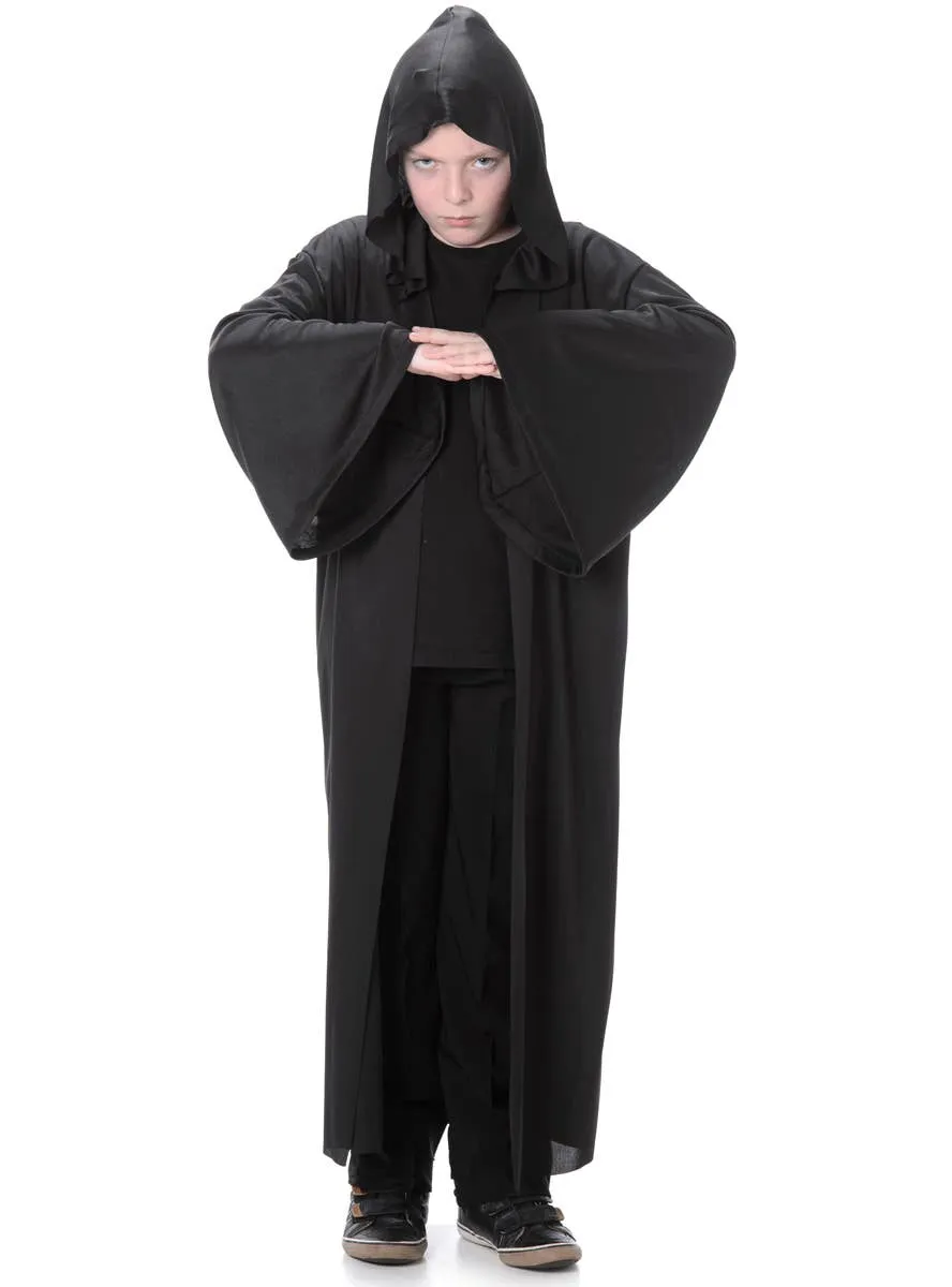 Hooded Boys Black Halloween Costume Robe