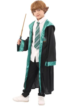Hooded Boys Green Magical House Robe Costume