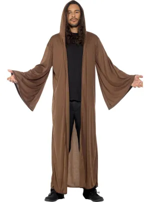 Hooded Brown Mens Jedi Costume Robe