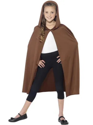 Hooded Girls Brown Costume Cape