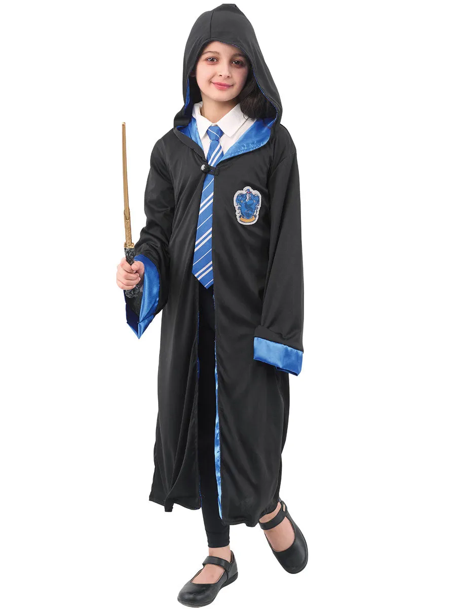 Hooded Girls Magical Blue House Robe Costume