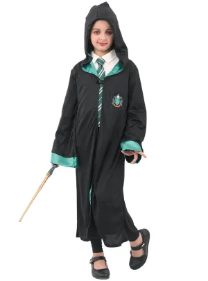Hooded Girls Magical Green House Robe Costume