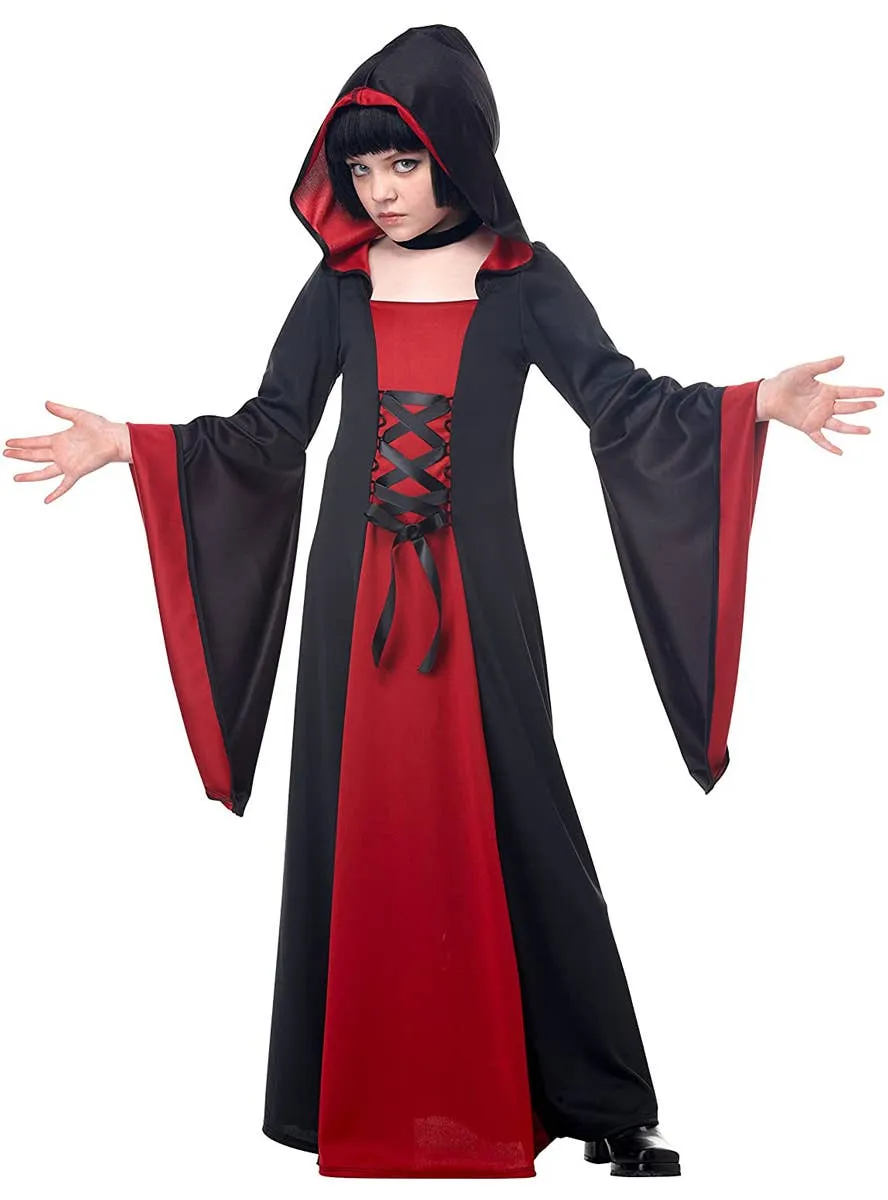 Hooded Long Red Robe Girls Halloween Costume