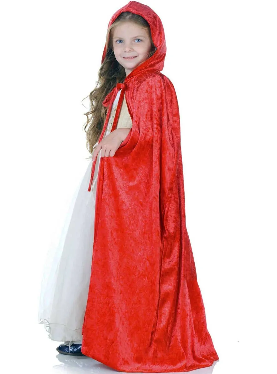 Hooded Red Riding Hood Girls Velvet Costume Cape
