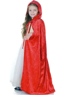 Hooded Red Riding Hood Girls Velvet Costume Cape
