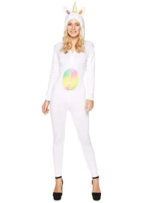 Hooded White Unicorn Plus Size Womens Jumpsuit Costume