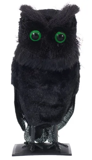 Hooting Black Owl Halloween Prop Decoration