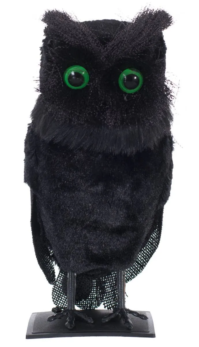 Hooting Black Owl Halloween Prop Decoration