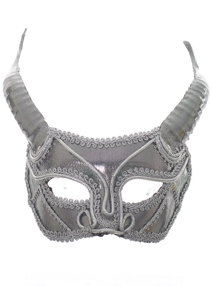 Horned Silver Foil Costume Mask