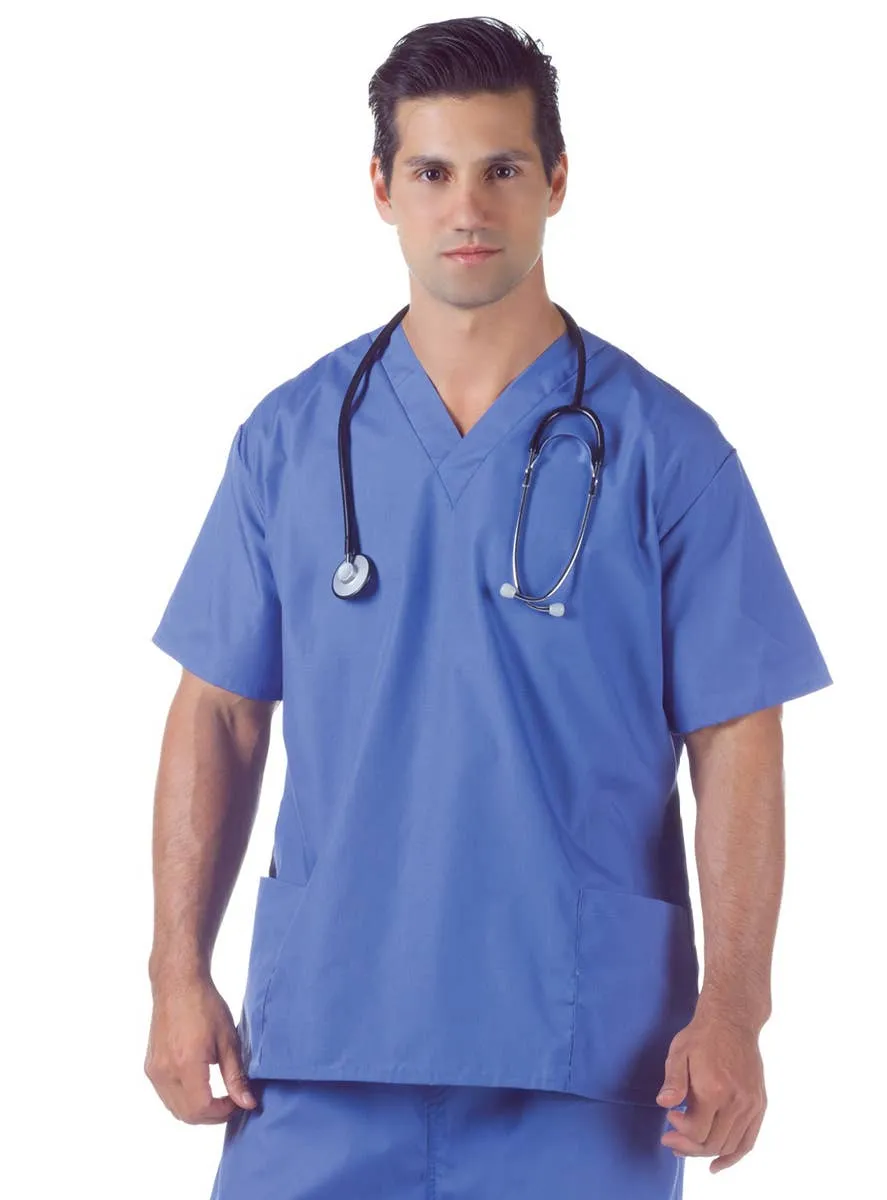 Hospital Scrubs Mens Blue Doctor Dress Up Costume