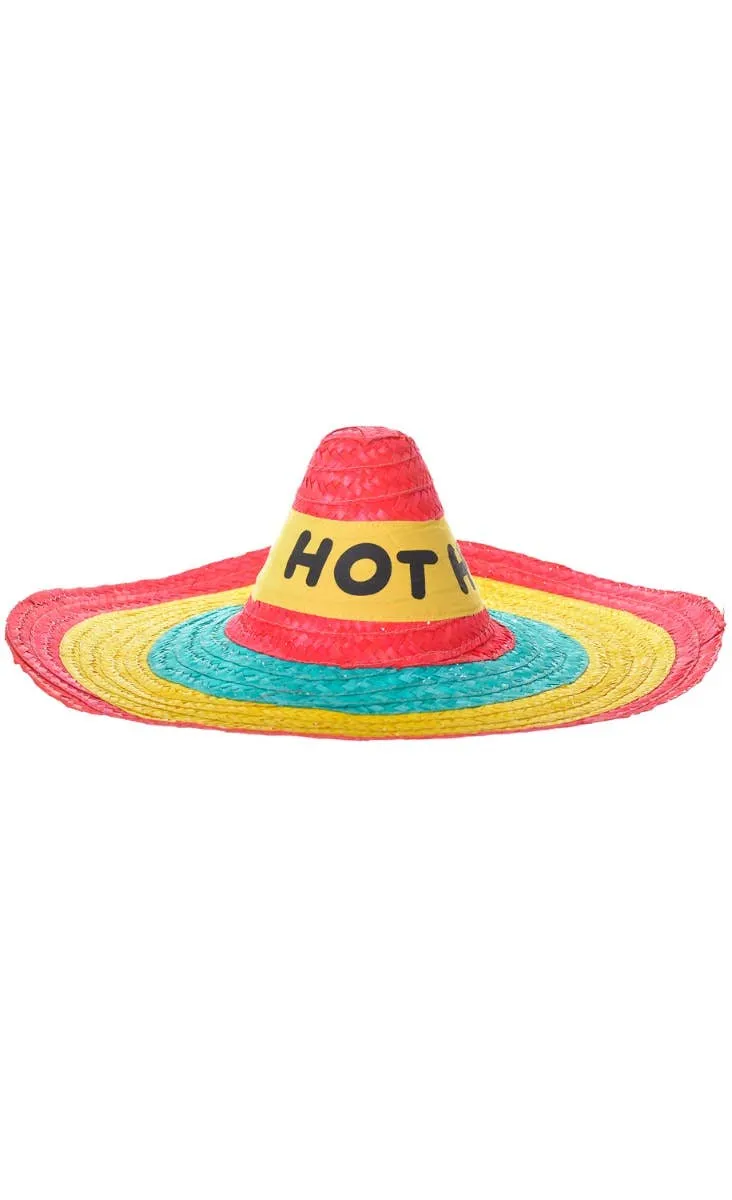 Hot Hot Hot Adults Colourful Mexican Sombrero Costume Hat