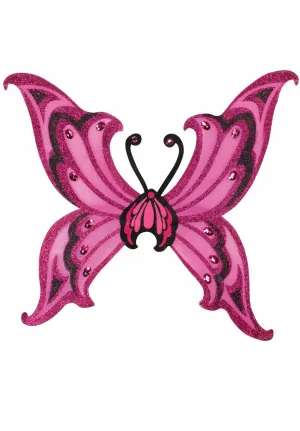 Hot Pink and Black Glitter Deluxe Butterfly Costume Wings