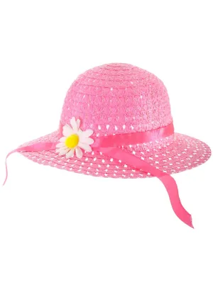 Hot Pink Girls Spring Costume Hat with Flower