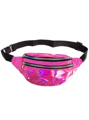 Hot Pink Holographic 80s Bum Bag