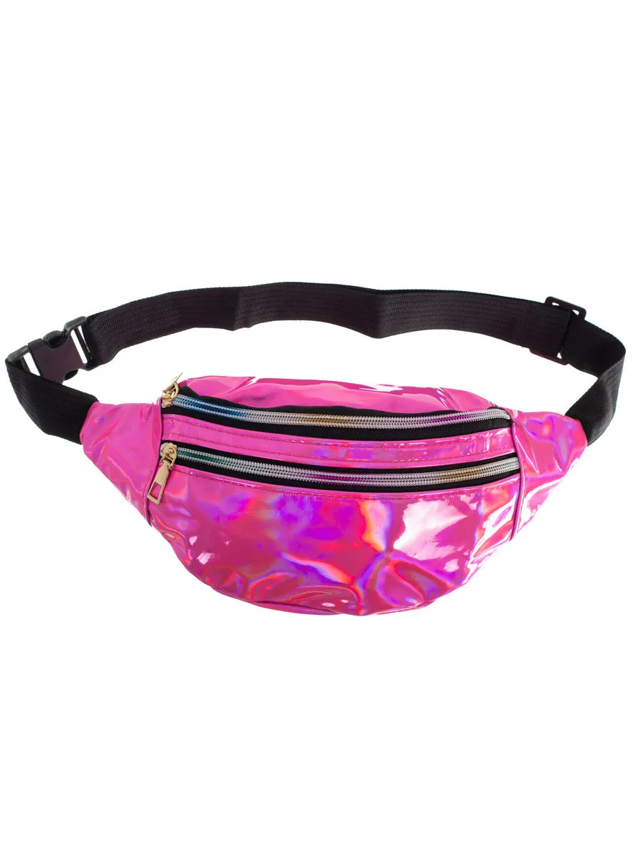 Hot Pink Holographic 80s Bum Bag
