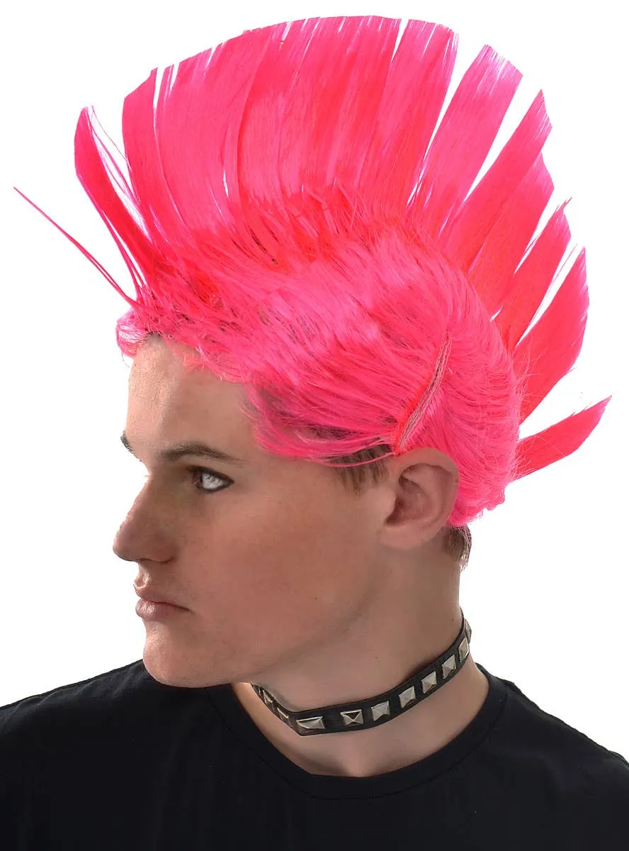 Hot Pink Punk Rock Adults Mohawk Costume Wig