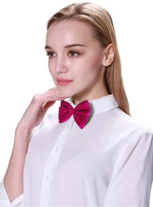 Hot Pink Sequined Costume Bow Tie
