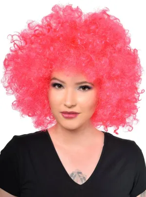 Hot Raspberry Pink Adults Large Afro Costume Wig