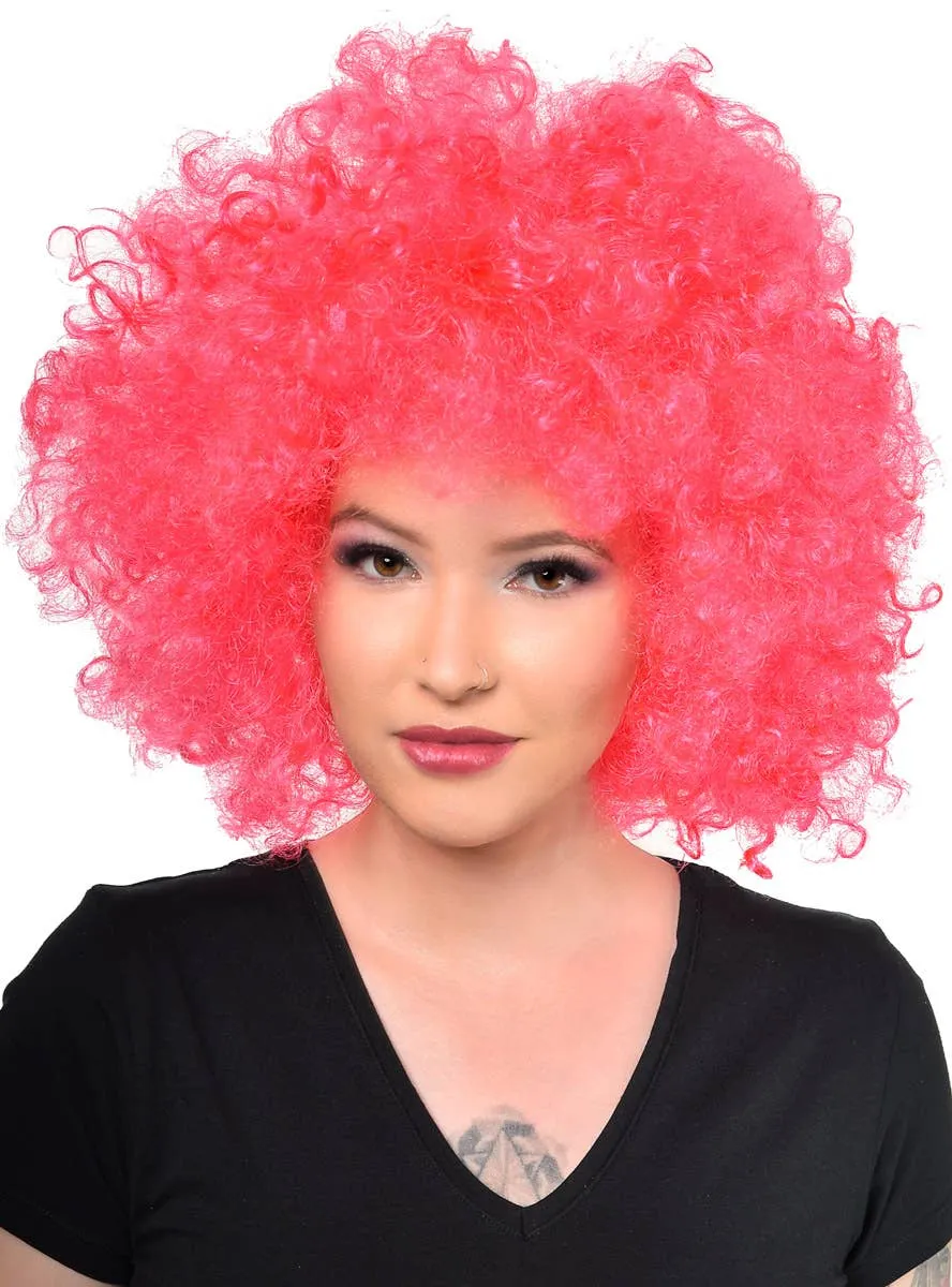 Hot Raspberry Pink Adults Large Afro Costume Wig