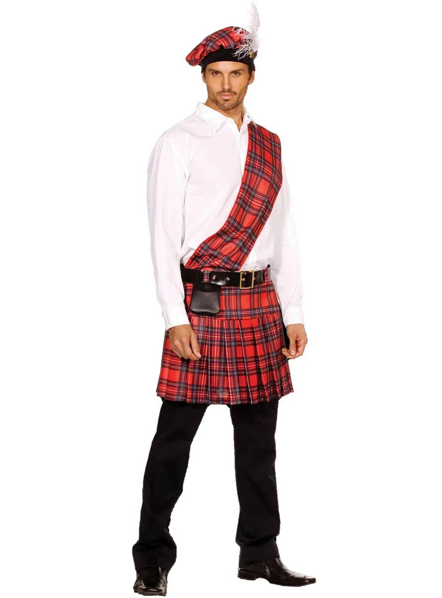 Hot Scottie Mens Red Kilt Dress Up Costume
