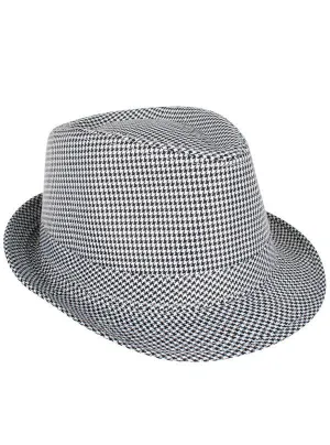 Houndstooth Black and White Fedora Costume Hat