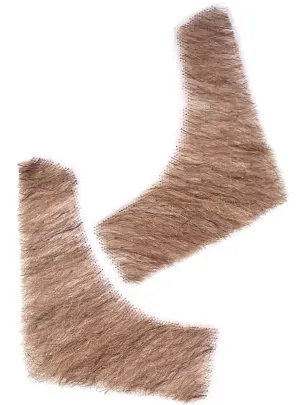 Human Hair Brown Stick On Mutton Chop Sideburns