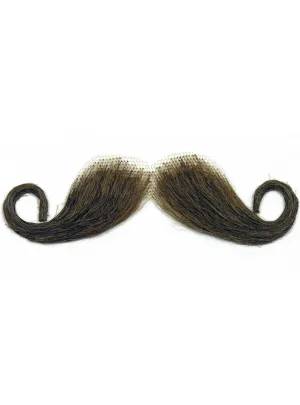 Human Hair GentleMens GREY Handlebar Fake Moustache