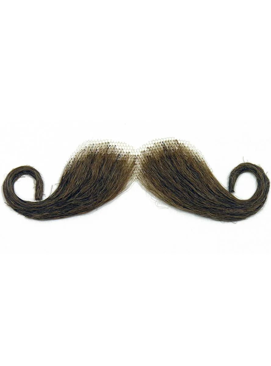 Human Hair GentleMens GREY Handlebar Fake Moustache
