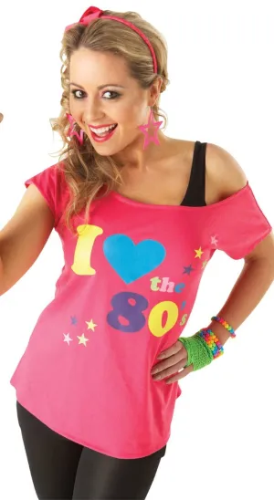 I Heart The 80s Pink Womens Costume Shirt