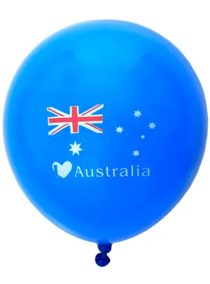 I Love Australia Print Blue 8 Pack 30cm Latex Balloons