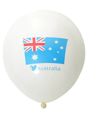 I Love Australia Print White 8 Pack 30cm Latex Balloons