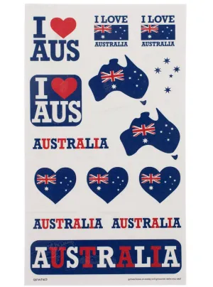 I Love Australia Temporary Tattoo Sheet