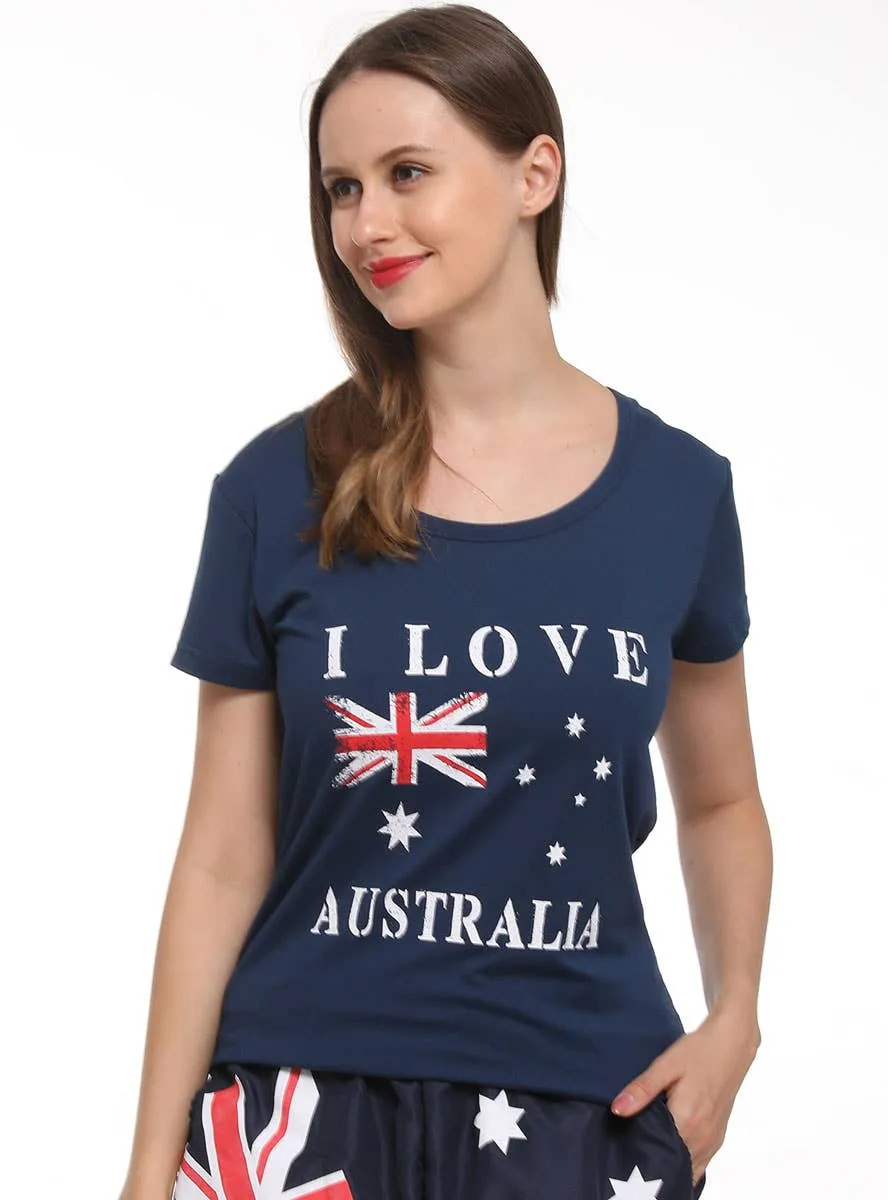 I Love Australia Womens Aussie Flag Costume Shirt