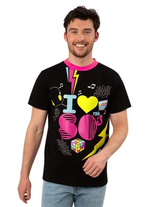 I Love The 80s Mens Black Costume Top