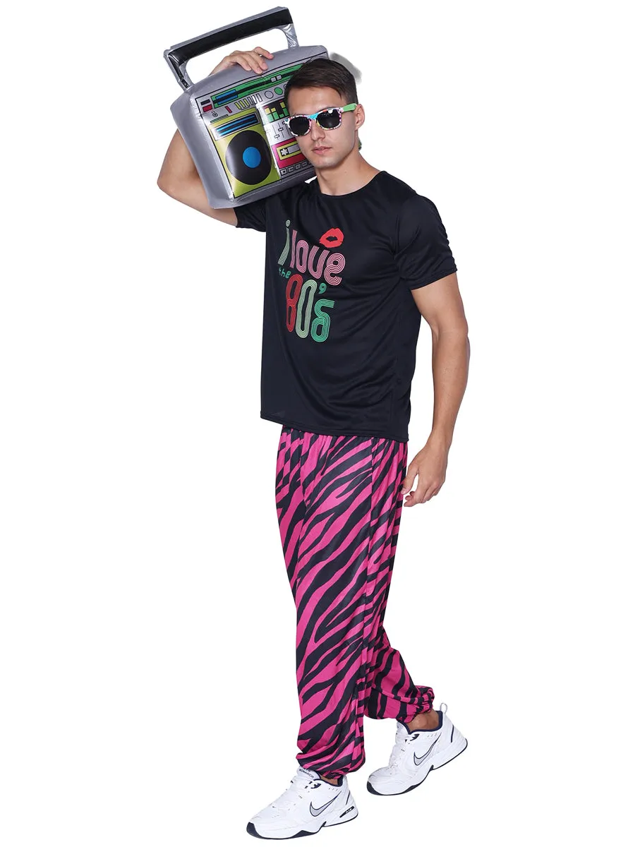 I Love The 80s Mens Pink Zebra Print Costume