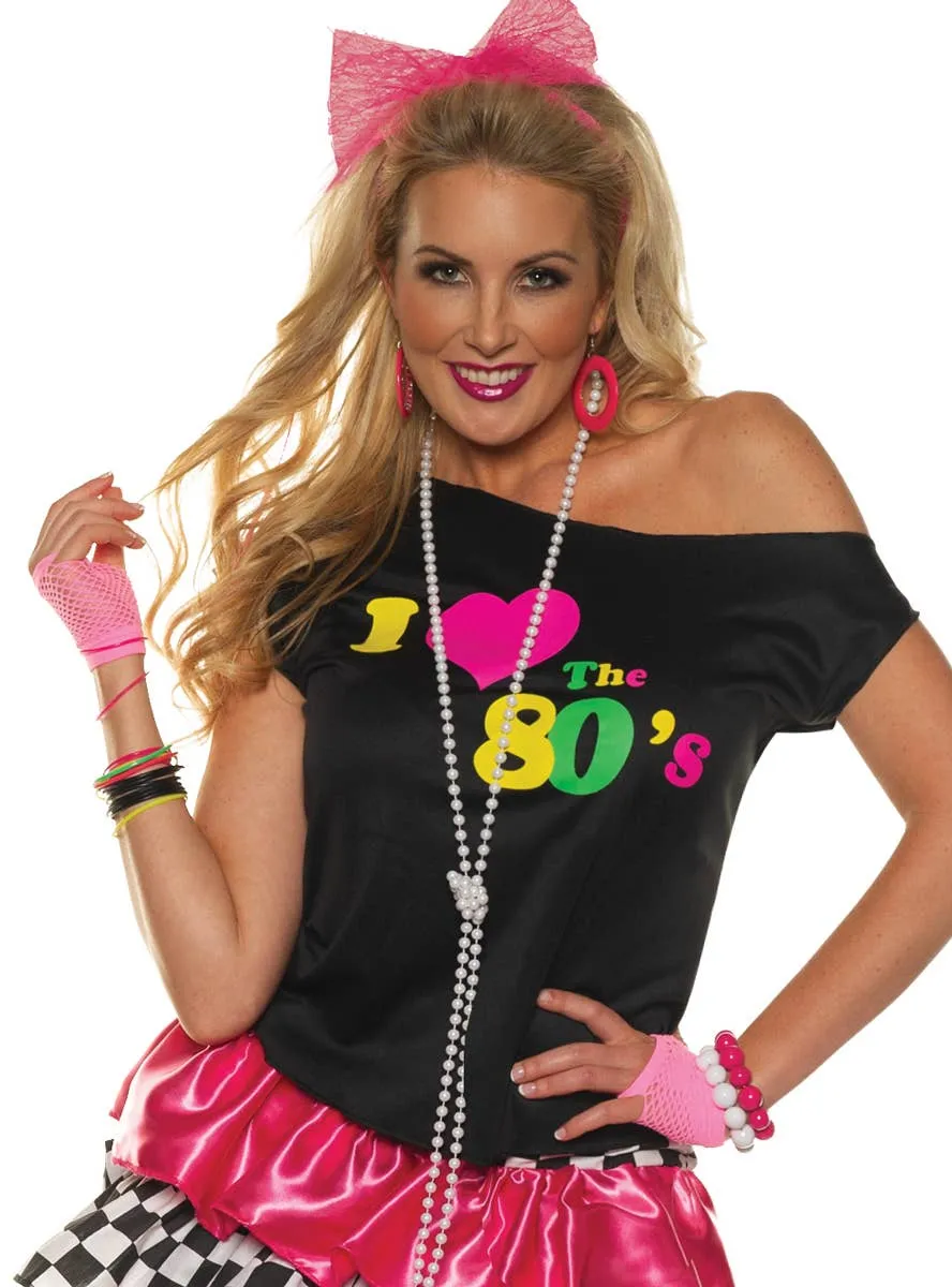 I Love The 80s Womens Off The Shoulder Costume Top