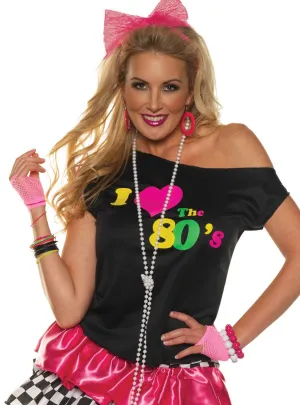I Love The 80s Womens Off The Shoulder Costume Top