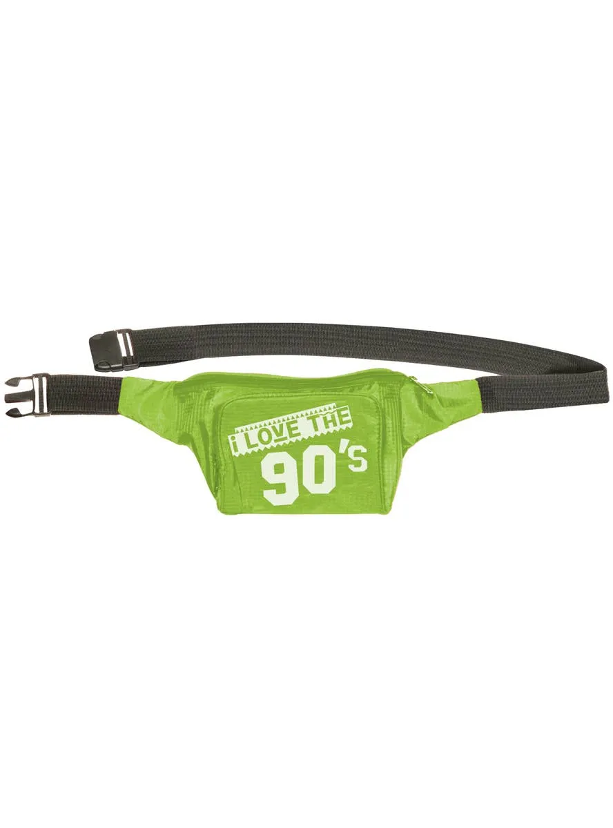 I Love The 90s Green Bum Bag Costume Accessory