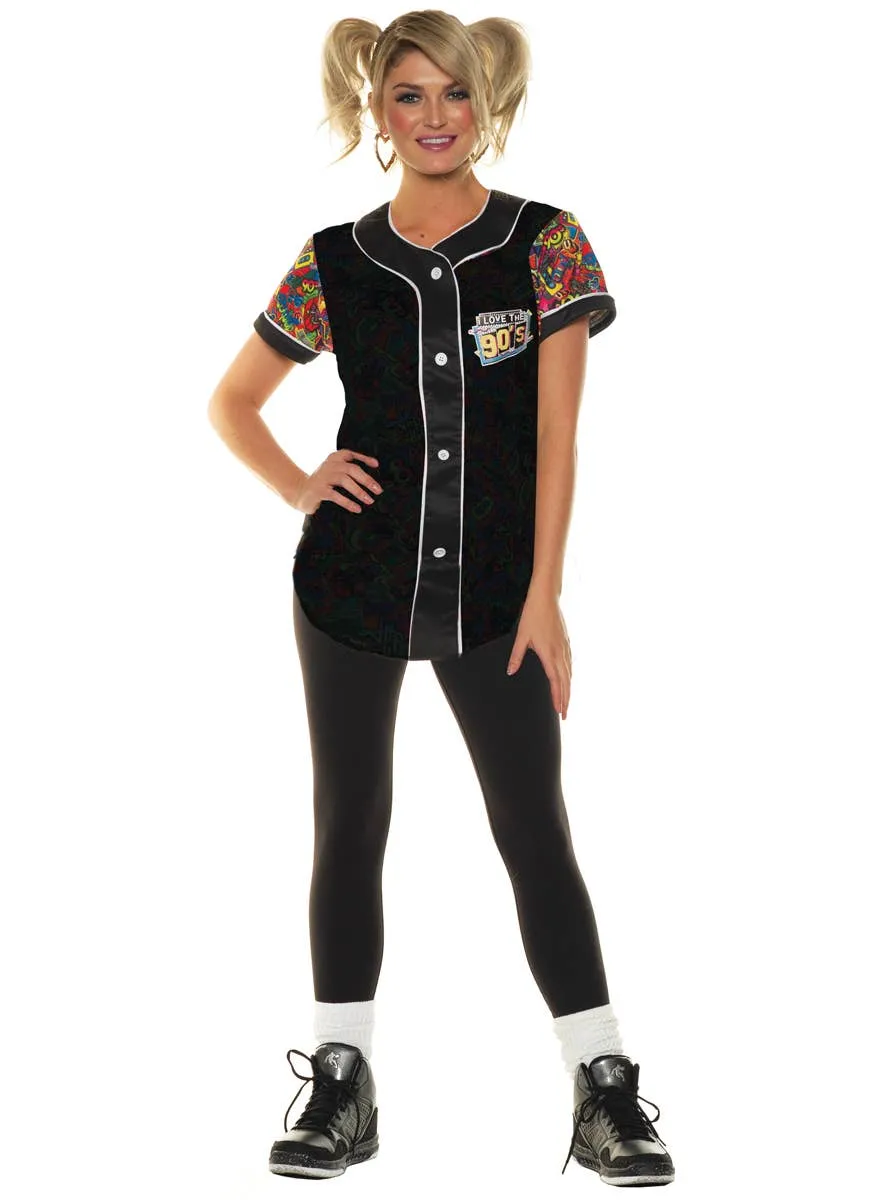I Love The 90s Womens Black Button Down Costume Shirt