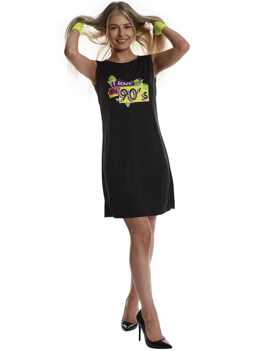 I Love The 90s Womens Black Costume Dress
