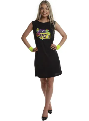 I Love The 90s Womens Black Costume Dress