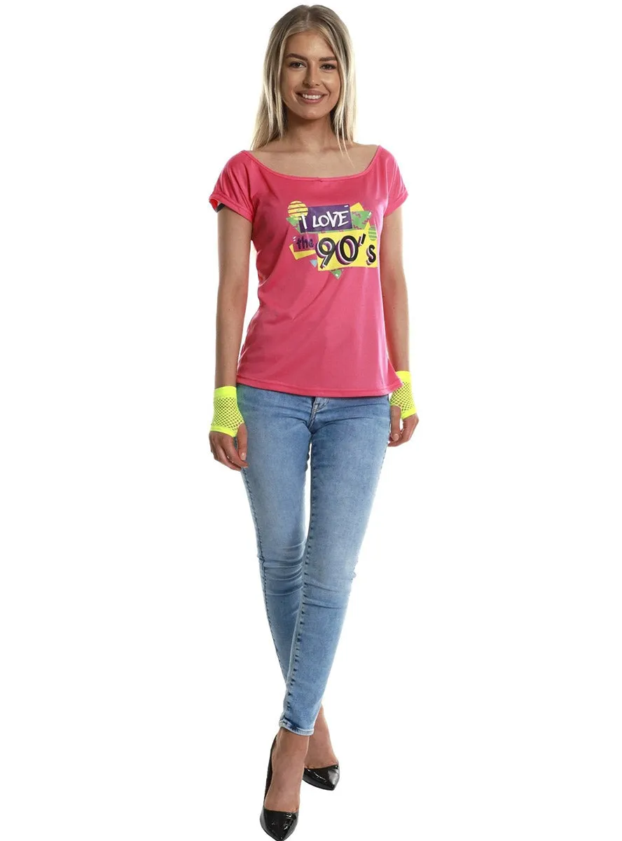 I Love The 90s Womens Pink Costume Top
