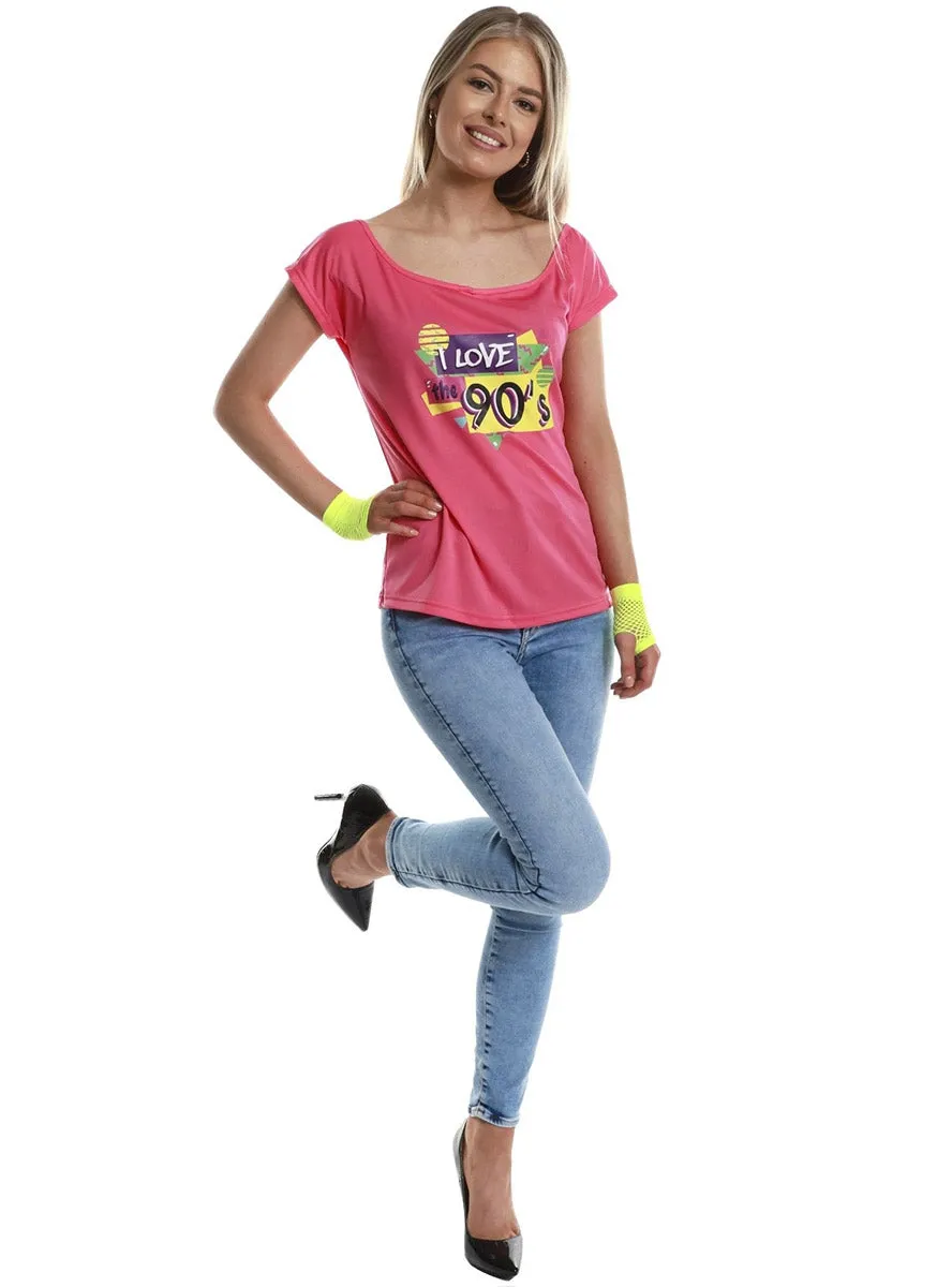 I Love The 90s Womens Pink Costume Top