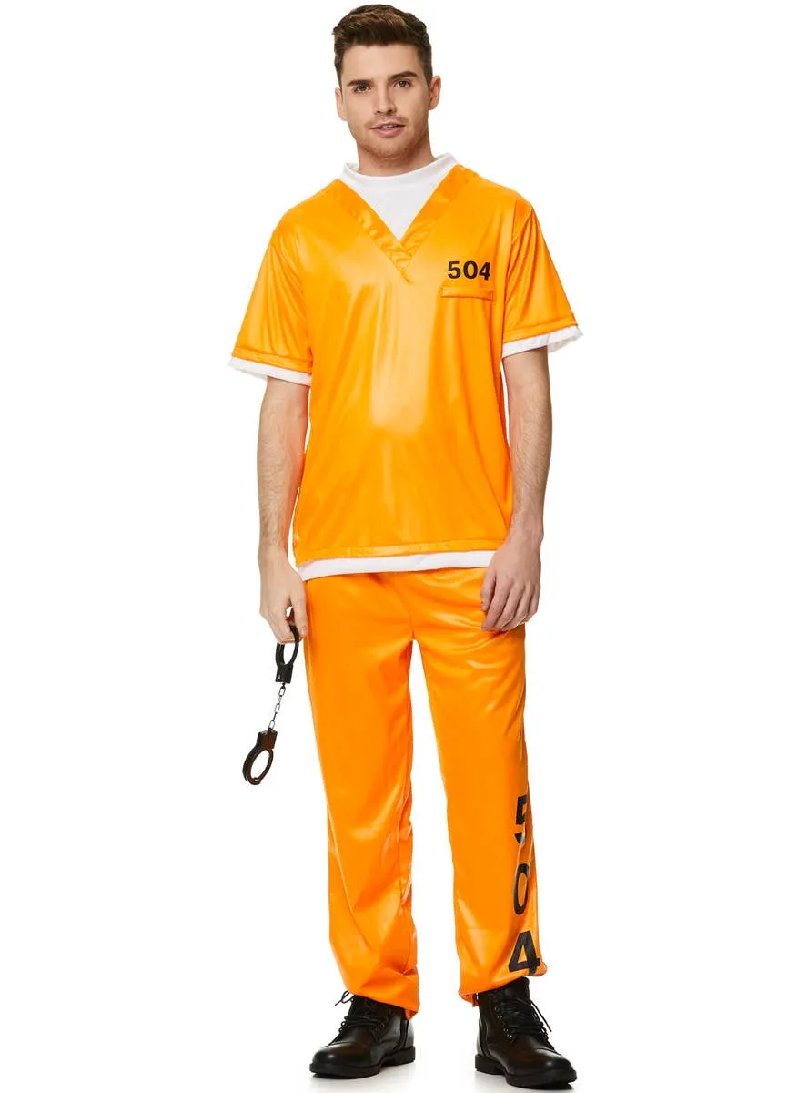 Imprisoned Mens Orange Prisoner Dress Up Costume