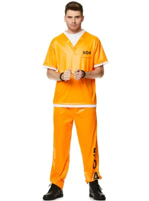 Imprisoned Mens Orange Prisoner Dress Up Costume