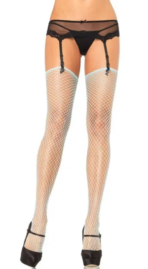 Industrial Net Womens Aqua Thigh High Fishnet Stockings