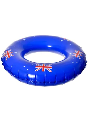Inflatable 90cm Blue Australian Flag Print Swim Ring