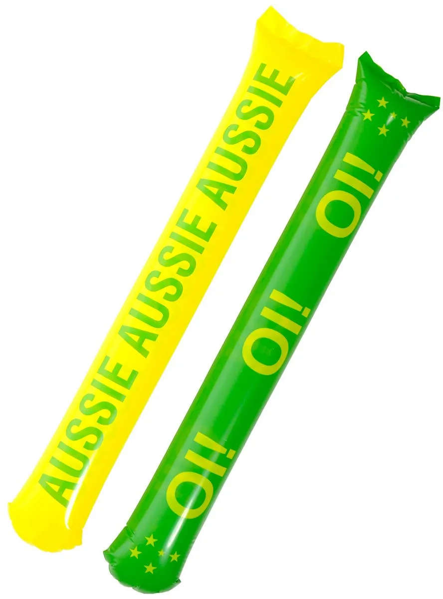 Inflatable Aussie Green and Yellow Cheer Sticks