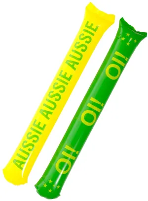 Inflatable Aussie Green and Yellow Cheer Sticks
