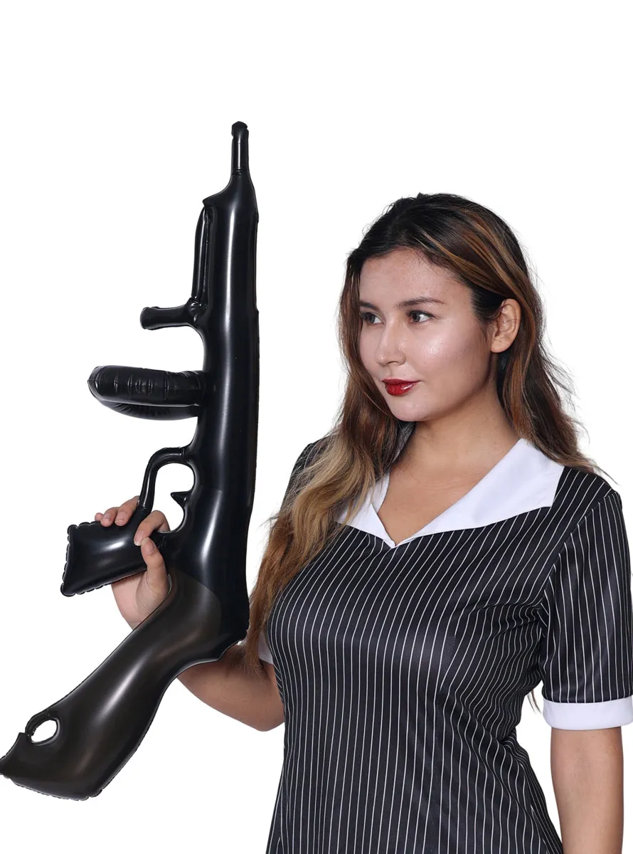 Inflatable Black Gangster Costume Tommy Gun